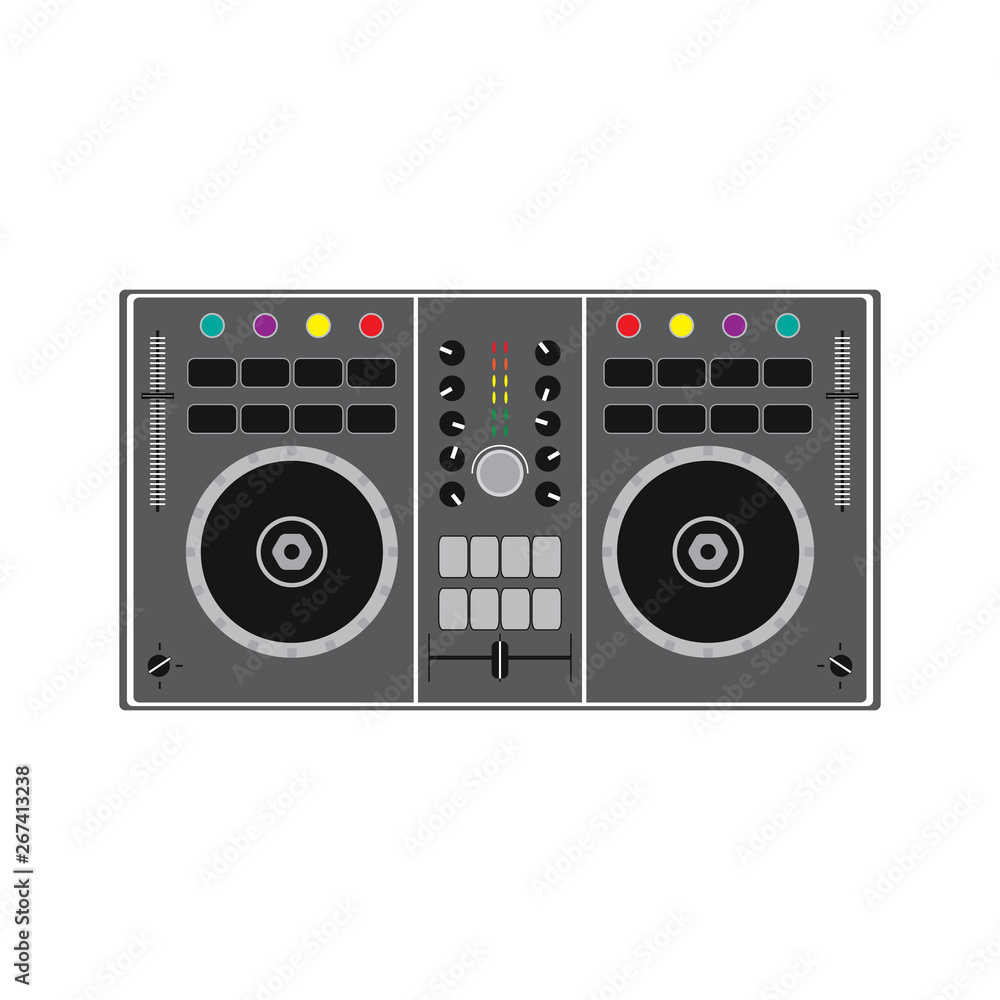 Fototapeta premium DJ remote for playing and mixing music. Vector illustration.