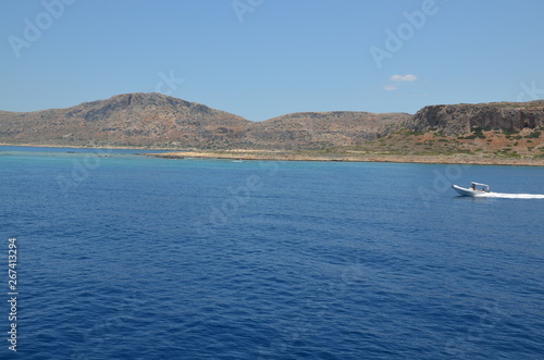 Greece Crete landscape mountains road panorama sea shore sun beach