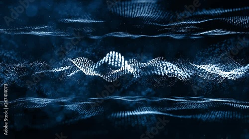 Abstract digital blue wave futuristic artificial intelligence (AI) particles, technology concept