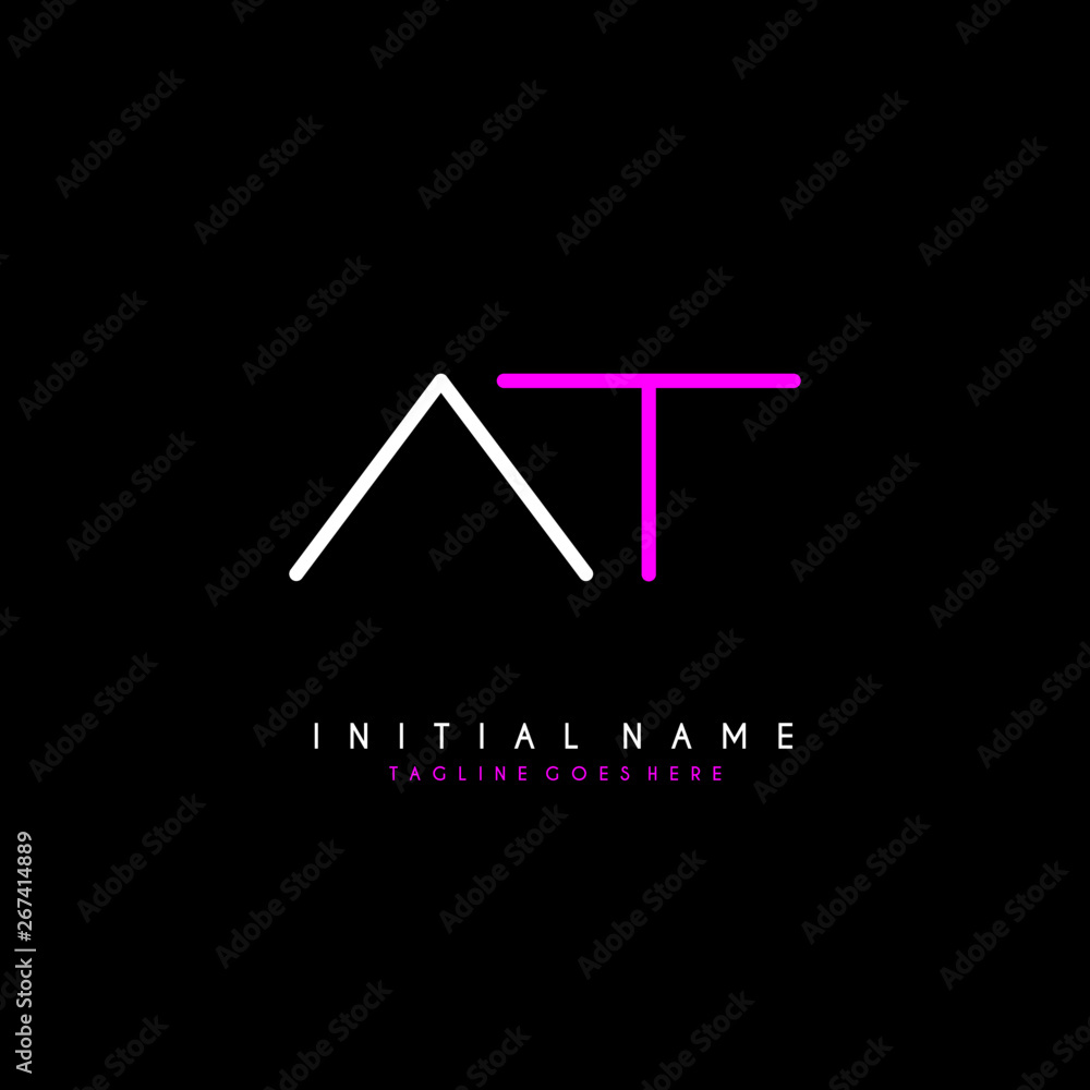 Initial A T AT minimalist modern logo identity vector