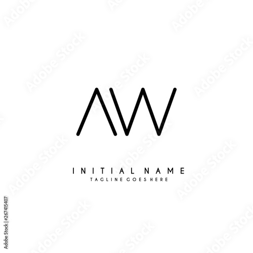 Initial A W AW minimalist modern logo identity vector