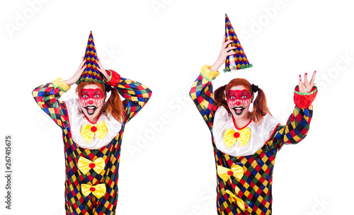 Clown in the costume isolated on white