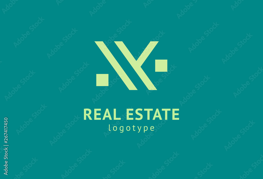 Fototapeta premium Abstract real estate agent logo icon vector design. Rent, sale of real estate vector logo, House cleaning, home security, real estate auction. Vector building logo concept.