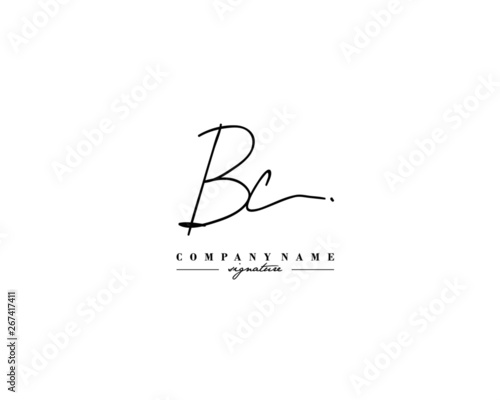 B C BC Signature initial logo template vector