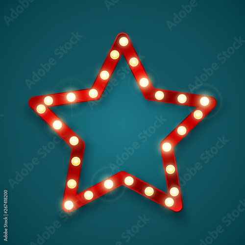 Star signboard. Retro banner sign with space for text. Vector illustrtion