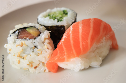 Detail of sushi meal in a dish