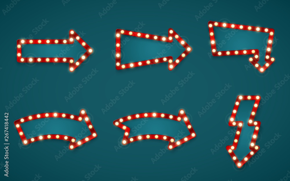 Arrow sign set. Retro banner sign set template with space for text. Vector illustrtion Arrow sign set. Retro banner sign set template with space for text. Vector illustrtion