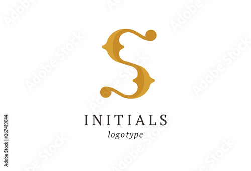 Letter S vector logo. Vintage Insignia and Logotype. Business sign, identity, label, badge initials. Monogram design elements, graceful template. Calligraphic elegant logo design