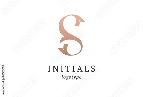Letter S vector logo. Vintage Insignia and Logotype. Business sign, identity, label, badge initials. Monogram design elements, graceful template. Calligraphic elegant logo design
