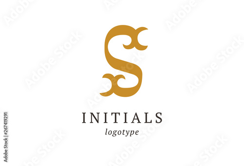 Letter S vector logo. Vintage Insignia and Logotype. Business sign, identity, label, badge initials. Monogram design elements, graceful template. Calligraphic elegant logo design