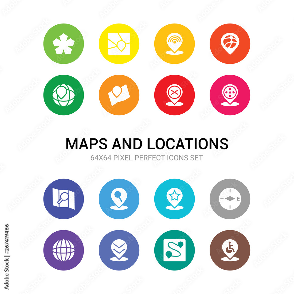 16 maps and locations vector icons set included disabled, distance, down chevron, earth grid, east, favorite place, find location, find on map, football field pin, forbidden, geo cordinates icons 16 maps and locations vector icons set included disabled, distance, down chevron, earth grid, east, favorite place, find location, find on map, football field pin, forbidden, geo cordinates icons