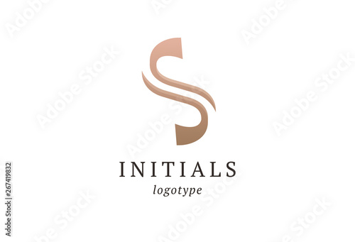 Letter S vector logo. Vintage Insignia and Logotype. Business sign, identity, label, badge initials. Monogram design elements, graceful template. Calligraphic elegant logo design