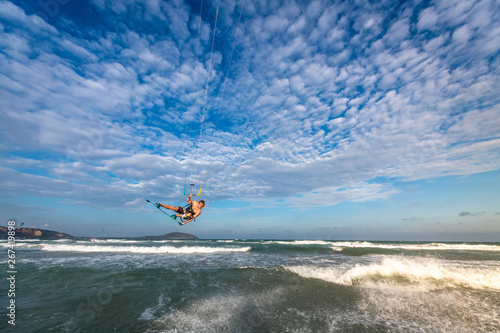 Blond guy kite surfing in Vietnam