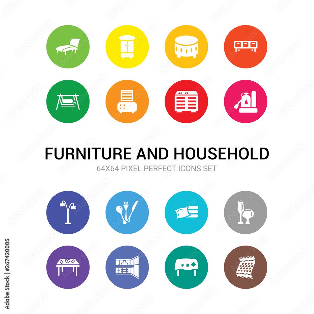 16 furniture and household vector icons set included rugs, table linens, cabinets, card table, glassware, linens, silverware, lamps, sump pump, heating unit, dehumidifier icons 16 furniture and household vector icons set included rugs, table linens, cabinets, card table, glassware, linens, silverware, lamps, sump pump, heating unit, dehumidifier icons