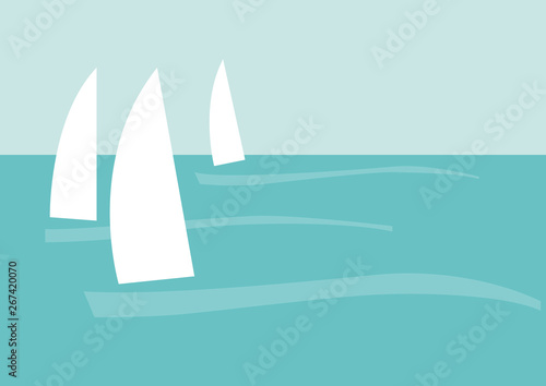 Vector sailing background. Sailboats on the sea
