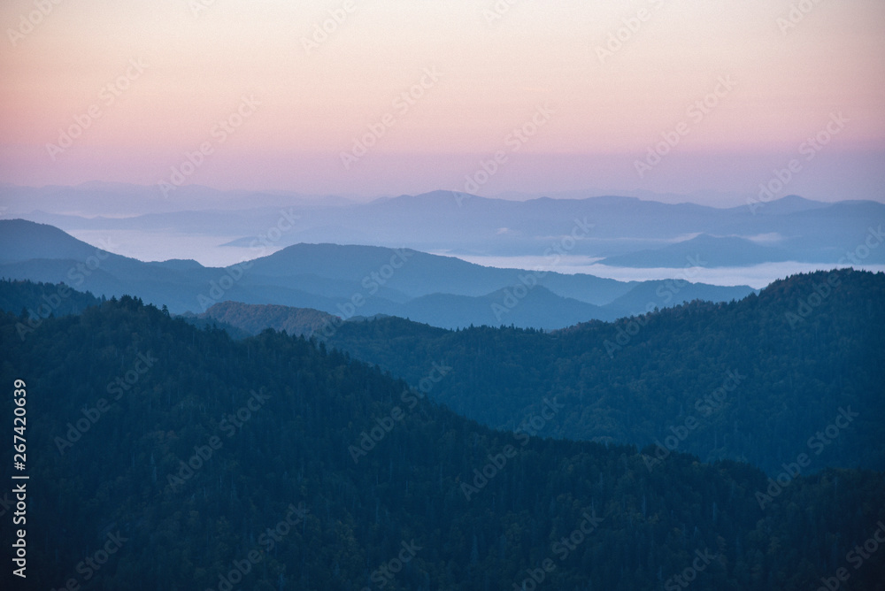 Mount Le Conte in Great Smoky Mountains National Park on the Border of Tennessee and North Carolina  