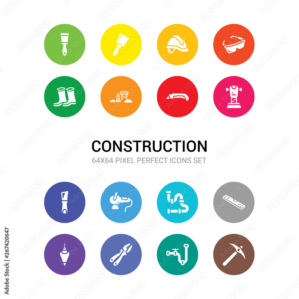 16 construction vector icons set included pick axe, pipe, plier, plumb bob, plumb rule tool, plumbing pipes, polishers, putty knife, rammer, retractable trimming knife, road construction icons 16 construction vector icons set included pick axe, pipe, plier, plumb bob, plumb rule tool, plumbing pipes, polishers, putty knife, rammer, retractable trimming knife, road construction icons