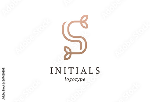 Letter S vector logo. Vintage Insignia and Logotype. Business sign, identity, label, badge initials. Monogram design elements, graceful template. Calligraphic elegant logo design