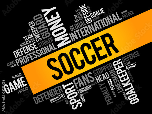 Soccer word cloud collage, sport concept background