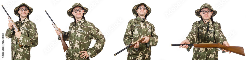 Fototapeta premium Funny soldier isolated on white 