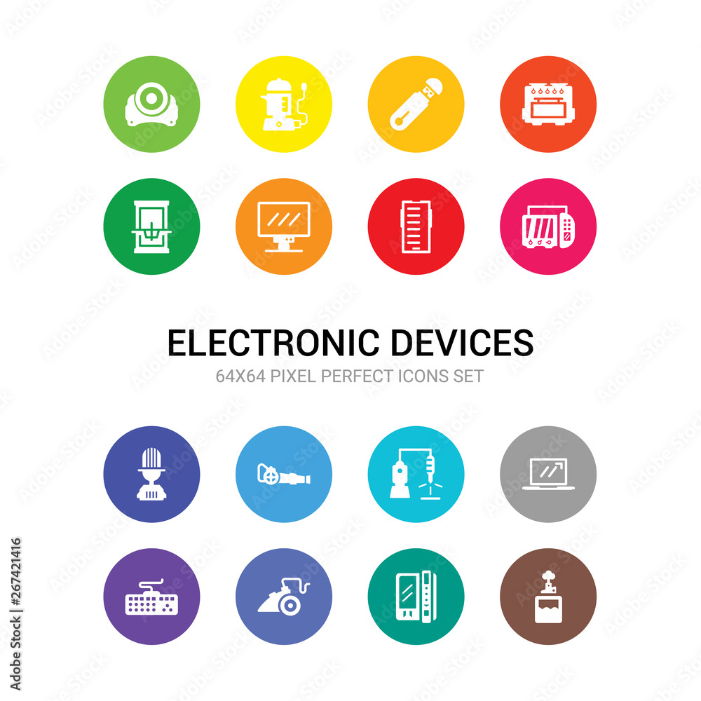16 electronic devices vector icons set included humidifier, ice cream maker, iron, keyboard, laptop, laser machine, leaf blower, microphone, microwave, mobile phone, monitor icons 16 electronic devices vector icons set included humidifier, ice cream maker, iron, keyboard, laptop, laser machine, leaf blower, microphone, microwave, mobile phone, monitor icons