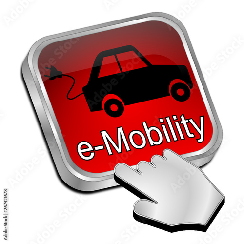 e-Mobility Button with Cursor - 3D illustration