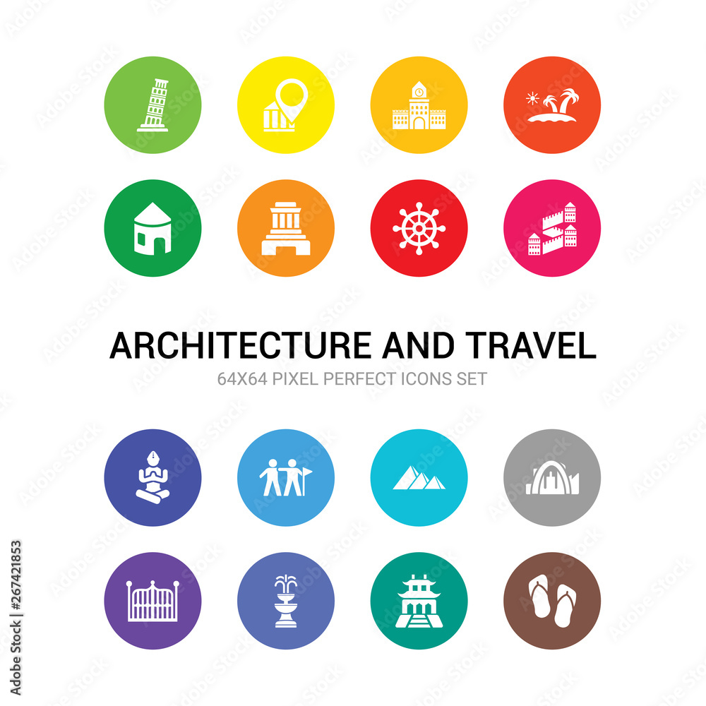 16 architecture and travel vector icons set included flip flops, forbidden city, fountain, gate, gateway arch, giza, grand tour, great buddha of thailand, great wall of china, helm, ho chi minh 16 architecture and travel vector icons set included flip flops, forbidden city, fountain, gate, gateway arch, giza, grand tour, great buddha of thailand, great wall of china, helm, ho chi minh