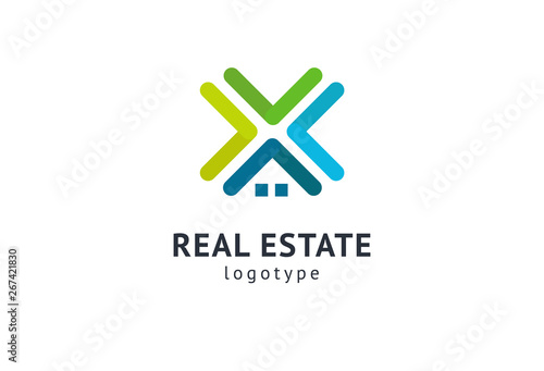 Abstract real estate agent logo icon vector design. Rent, sale of real estate vector logo, House cleaning, home security, real estate auction. Vector building logo concept.