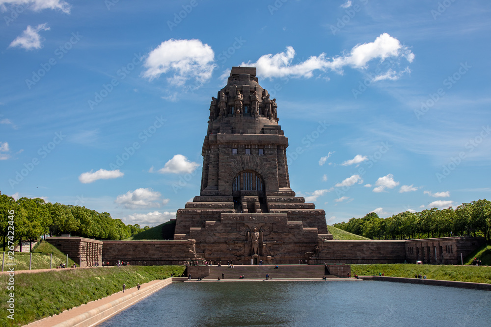 View from the Monument to the Battle of the Nations in Leipzig Germany at sunshine and blue sky