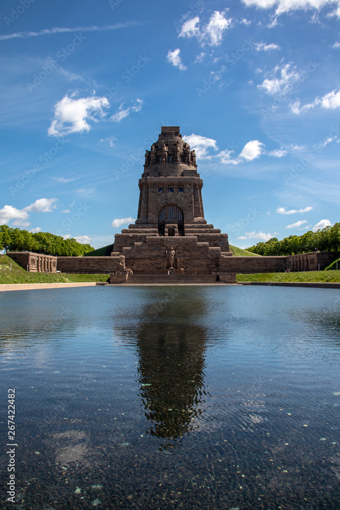 View from the Monument to the Battle of the Nations in Leipzig Germany at sunshine and blue sky