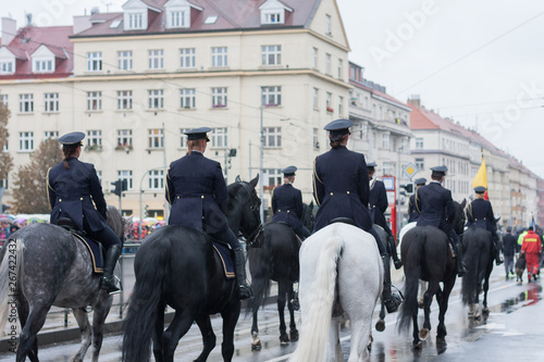 Bild auf Leinwand Mounted Police of Czech Republic on military parade