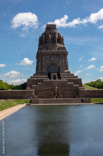 View from the Monument to the Battle of the Nations in Leipzig Germany at sunshine and blue sky