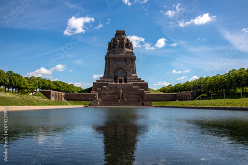 View from the Monument to the Battle of the Nations in Leipzig Germany at sunshine and blue sky