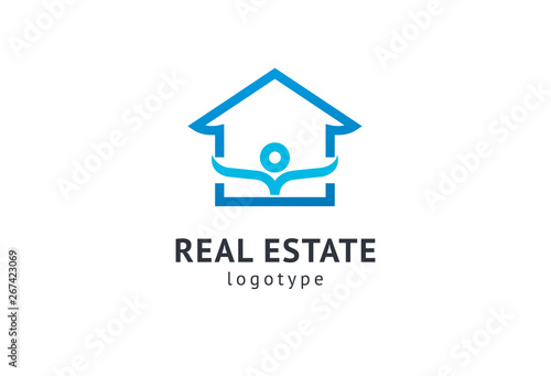 Abstract real estate agent logo icon vector design. Rent, sale of real estate vector logo, House cleaning, home security, real estate auction. Vector building logo concept.