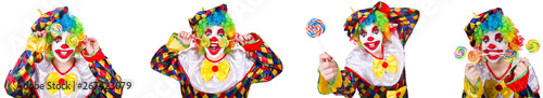 Funny male clown with lollipop 