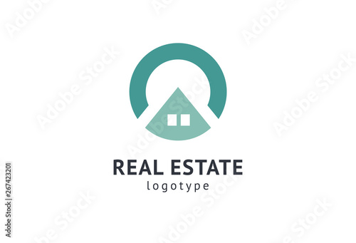 Abstract real estate agent logo icon vector design. Rent, sale of real estate vector logo, House cleaning, home security, real estate auction. Vector building logo concept.