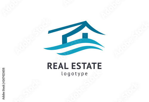 Abstract real estate agent logo icon vector design. Rent, sale of real estate vector logo, House cleaning, home security, real estate auction. Vector building logo concept.