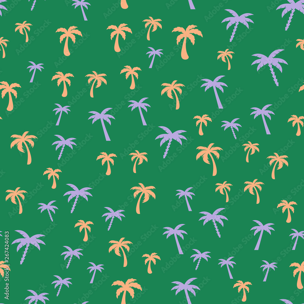 Fototapeta premium Coconut palm tree. Tropical vector Seamless pattern