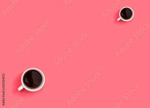 Two coffee cup overhead view flat lay