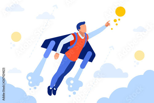 Business Extreme to Achieve way. Vehicle to fly, jet transportation pack. Activity, move, Recreation concept for web banner, infographics, hero images. Flat isometric vector illustration isolated on