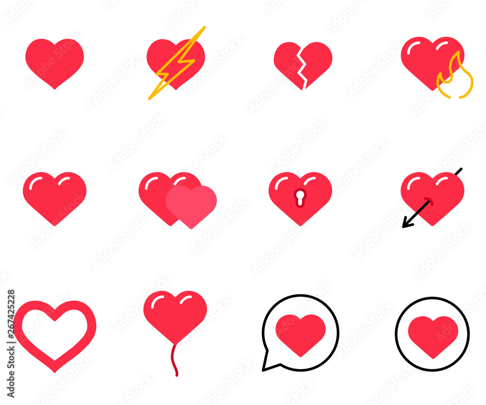 Love line icons. Heart, Valentines day and Relationships. Romantic linear icon set. Vector