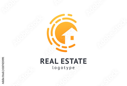 Abstract real estate agent logo icon vector design. Rent, sale of real estate vector logo, House cleaning, home security, real estate auction. Vector building logo concept.