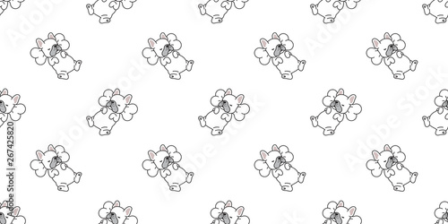 dog seamless pattern vector french bulldog sleeping pillow cartoon scarf isolated repeat wallpaper tile background illustration
