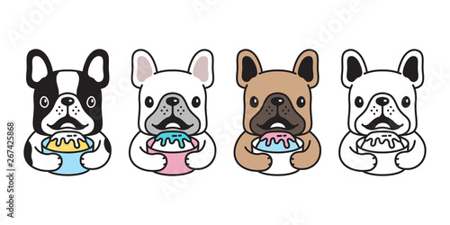 dog vector french bulldog icon cartoon character puppy ice cream logo illustration doodle