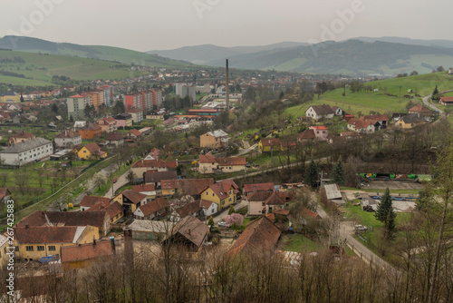 View from Brumov castle in spring cloudy day in Moravia photo