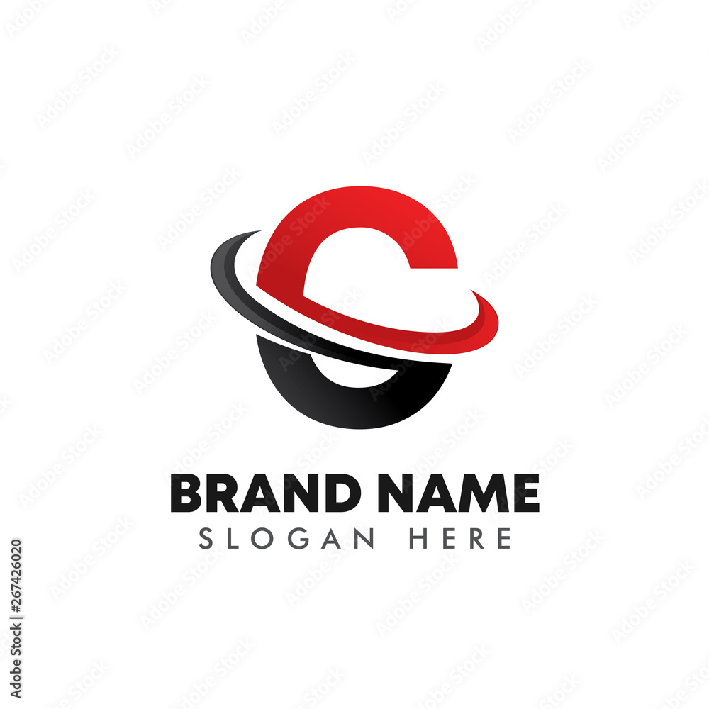 Obraz premium letter C logo symbol with swoosh design
