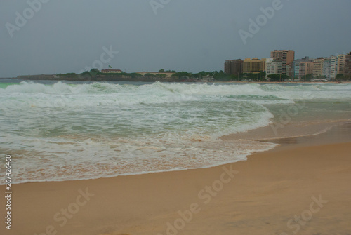 Rio de Janeiro: The most famous beach, Copacabana beach in cloudy weather. Brazil photo