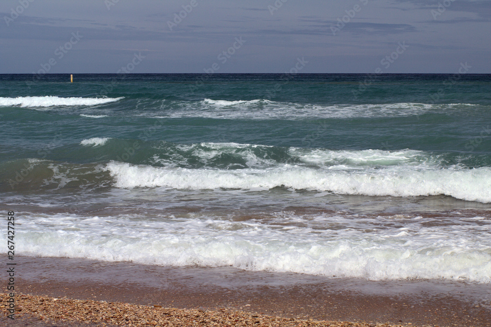 waves on the beach,coast, sky, horizon, seaside, clouds, seascape,