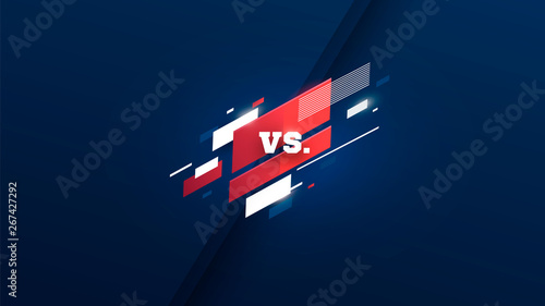 Horizontal versus screen, logo vs letters for sports and fight competition. MMA, UFS, Battle, vs match, game concept competitive vs. with simple graphic elements. Line and dots elements.