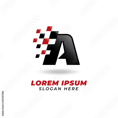 Letter A with Race flag icon symbol design
